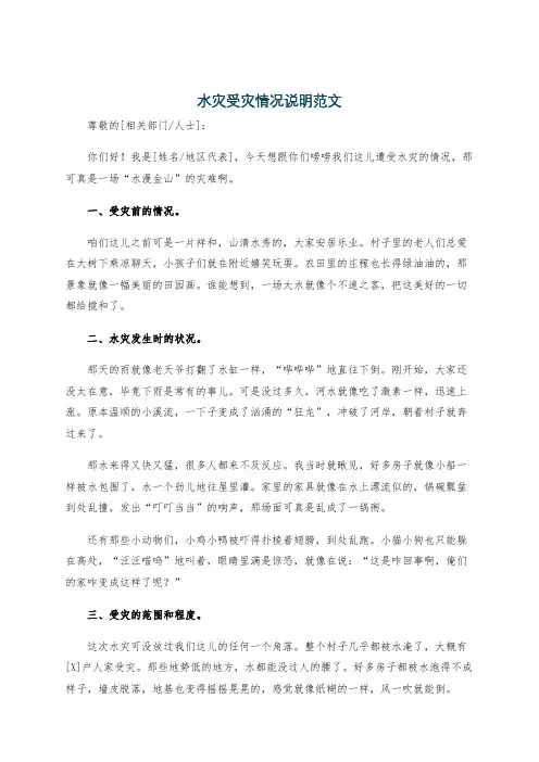 水灾受灾情况说明范文