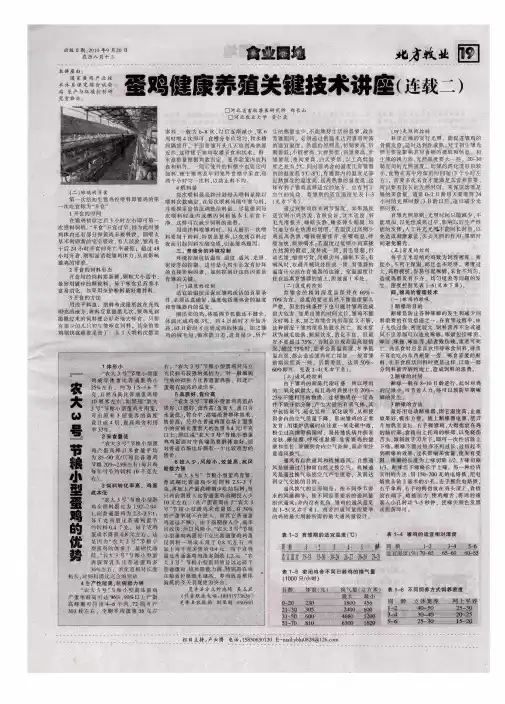 蛋鸡健康养殖关键技术讲座(连载二)