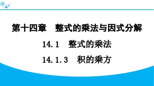 14.1.3 积的乘方【课课练】八年级上册人教版数学