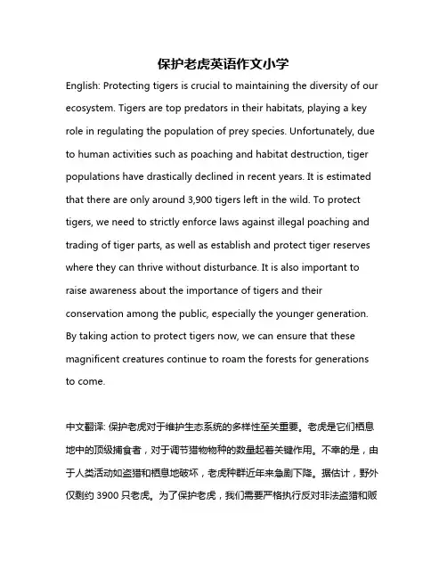 保护老虎英语作文小学