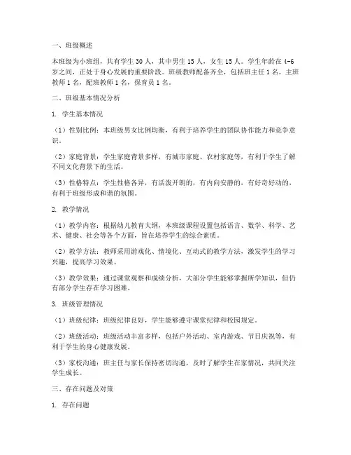 小班组情况分析报告