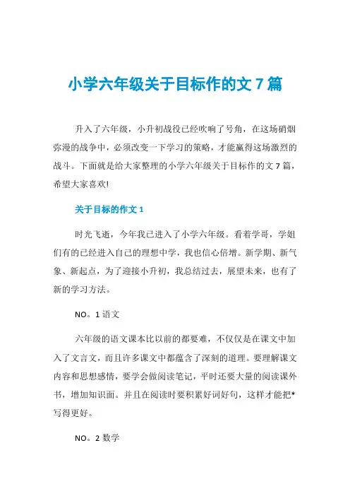 小学六年级关于目标作的文7篇
