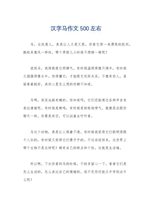 汉字马作文 500左右