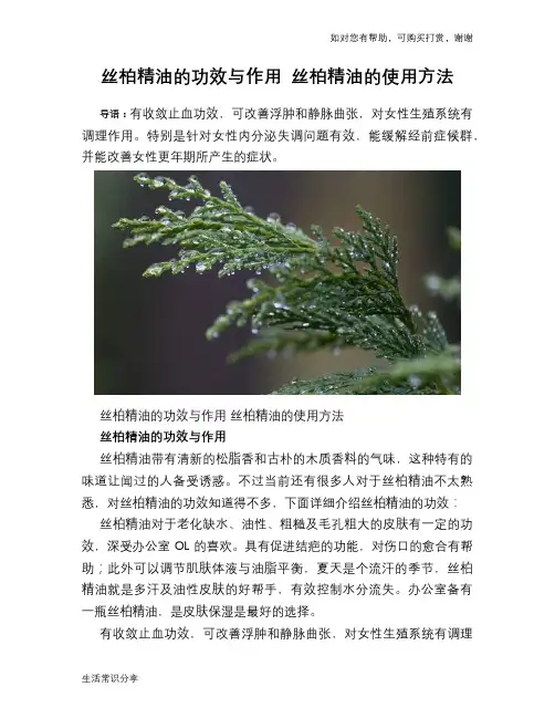 丝柏精油的功效与作用 丝柏精油的使用方法