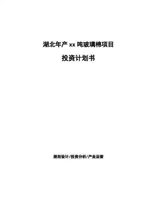 湖北年产xx吨玻璃棉项目投资计划书