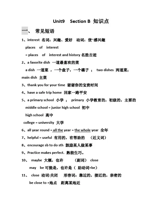Unit 9 Section B知识点 人教版英语八年级下册