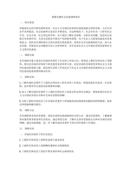 暑期毛概社会实践调研报告