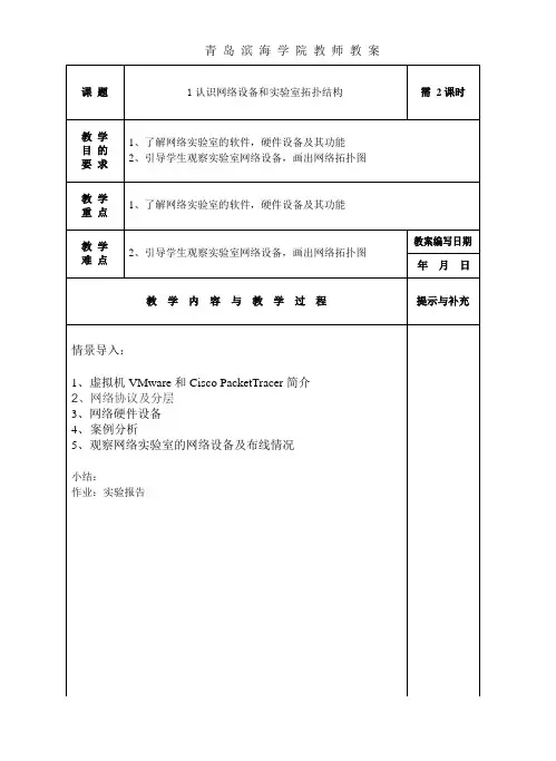 计算机网络基础实验——认识网络设备和实验室拓扑结构