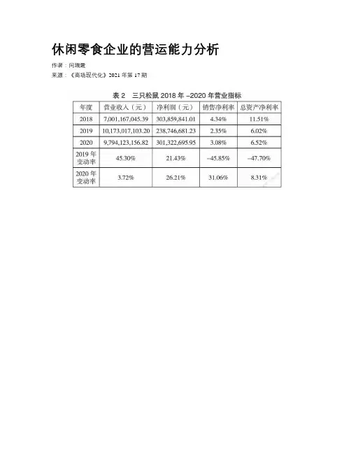 休闲零食企业的营运能力分析