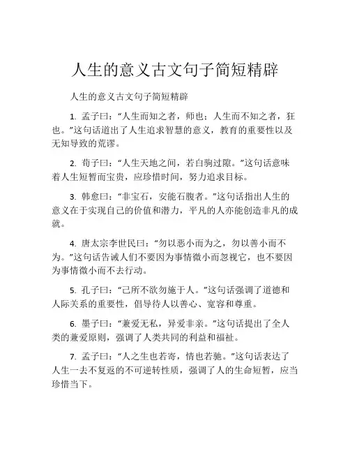人生的意义古文句子简短精辟