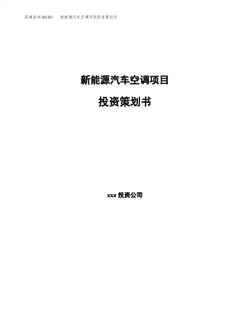 新能源汽车空调项目投资策划书