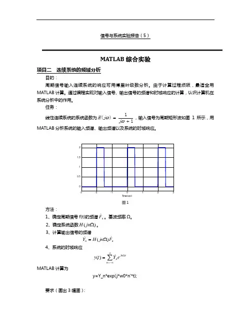 MATLAB信号与系统实验报告