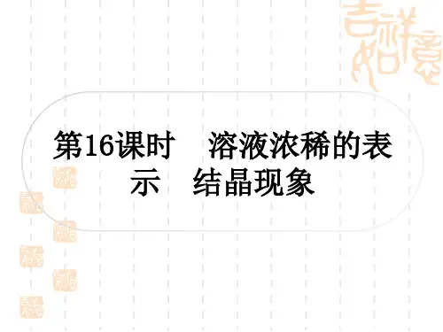 中考化学科粤版精讲本 第七章 溶 液 第16课时 溶液浓稀的表示 结晶现象