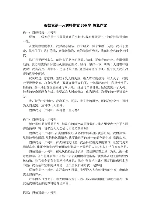 假如我是一片树叶作文300字_想象作文