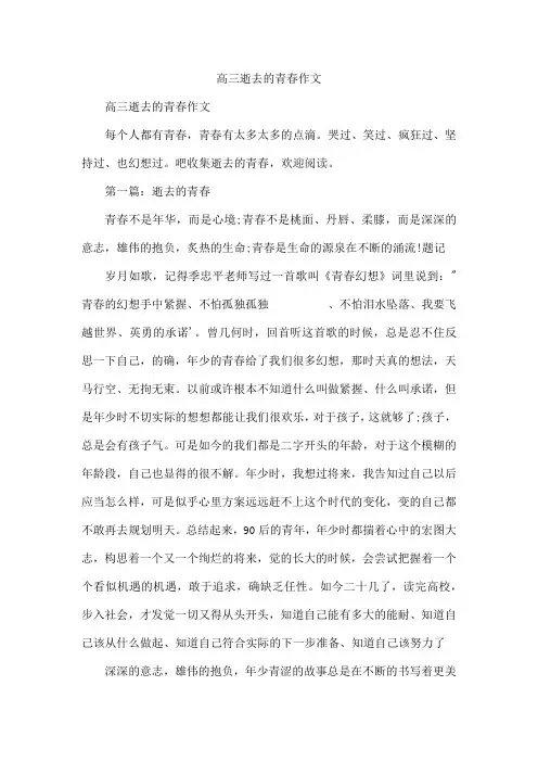 高三逝去的青春作文