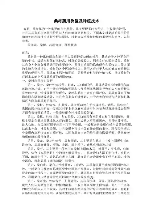 桑树药用价值及种植技术