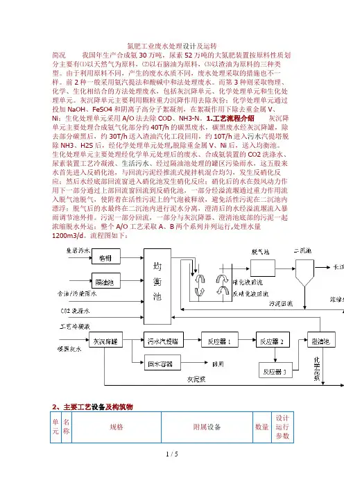 氮肥工业废水处理设计方案及运转