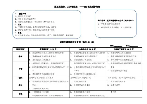 课堂听课效率+常规作业评定量规
