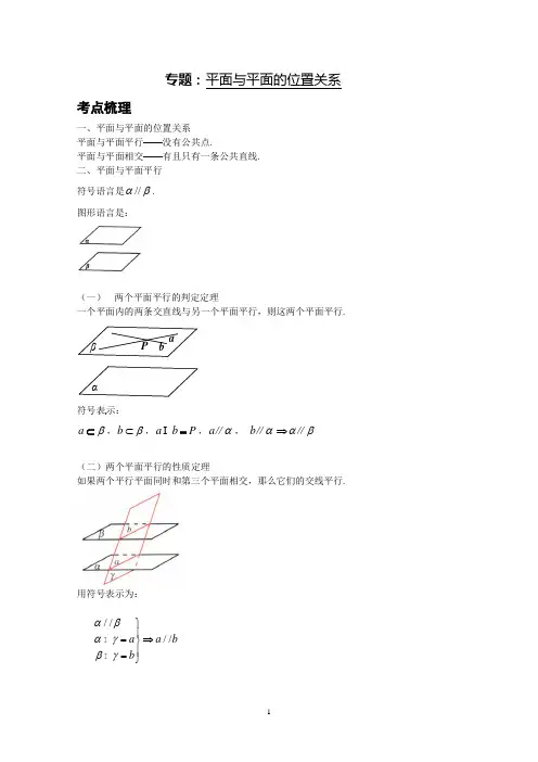 平面与平面的位置关系