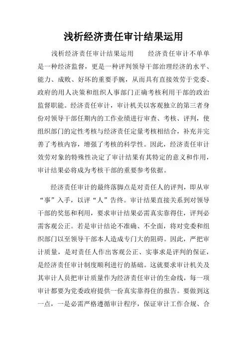 浅析经济责任审计结果运用