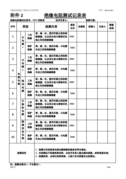 2绝缘电阻检测记录