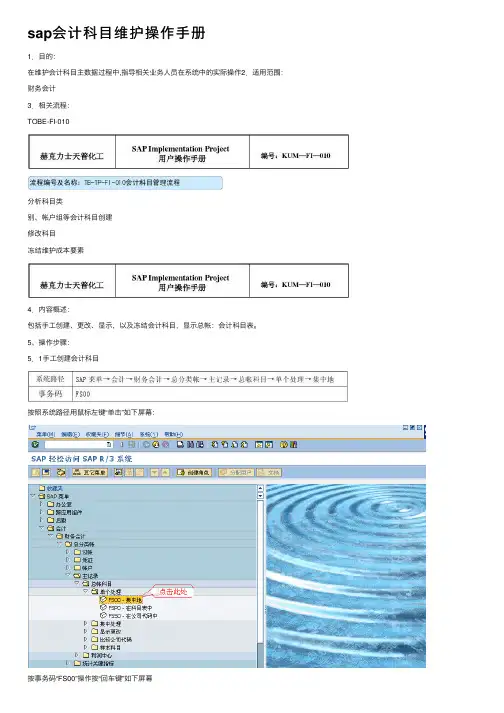 sap会计科目维护操作手册