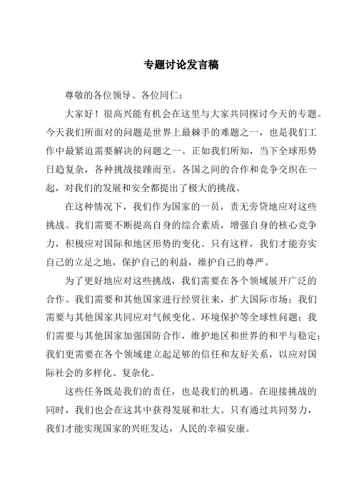 专题讨论发言稿