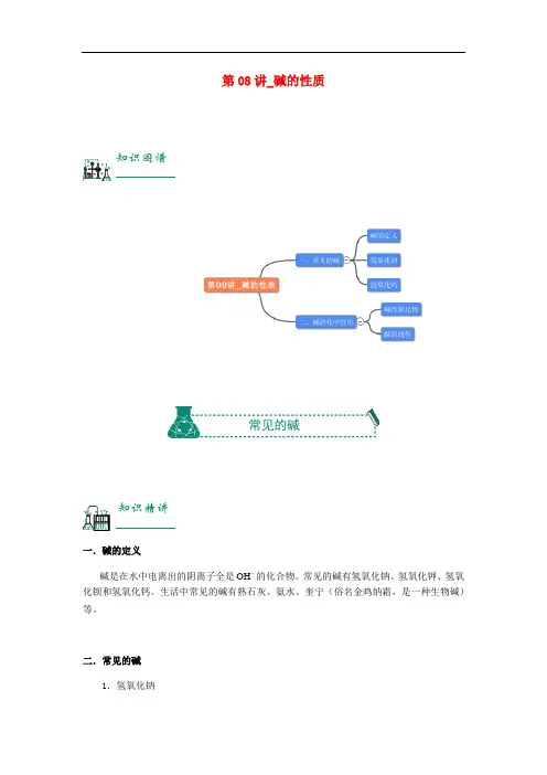 中考化学复习资料第讲碱的性质含解析