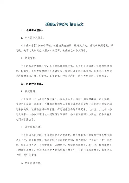 孤独症个案分析报告范文