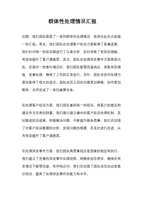 群体性处理情况汇报