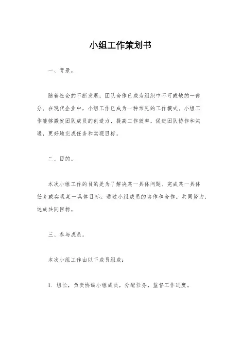 小组工作策划书