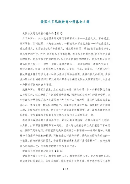 爱国主义思政教育心得体会5篇