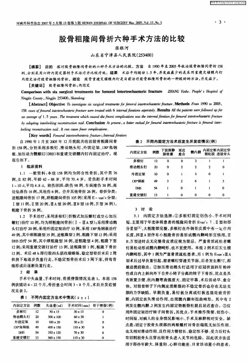 股骨粗隆间骨折六种手术方法的比较