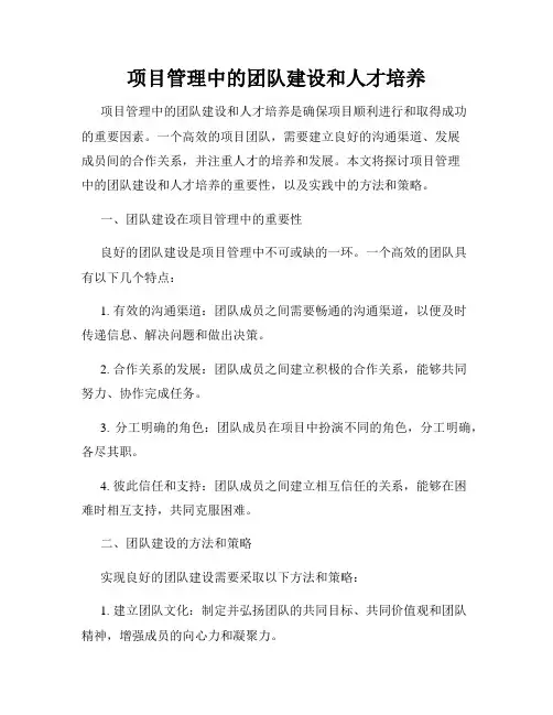 项目管理中的团队建设和人才培养