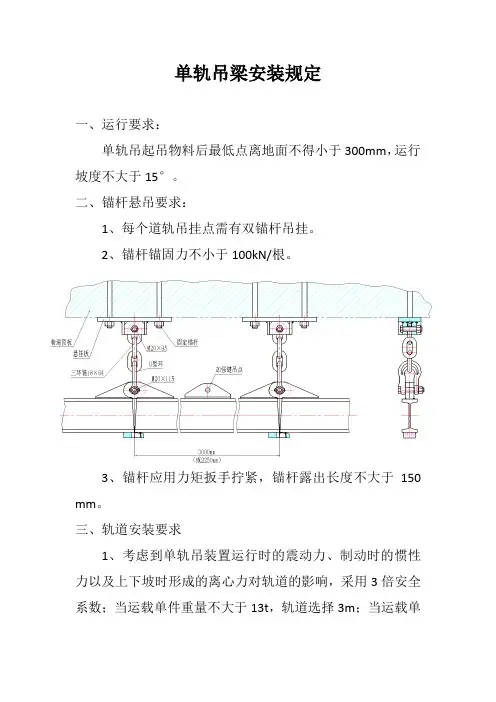 单轨吊梁安装规定