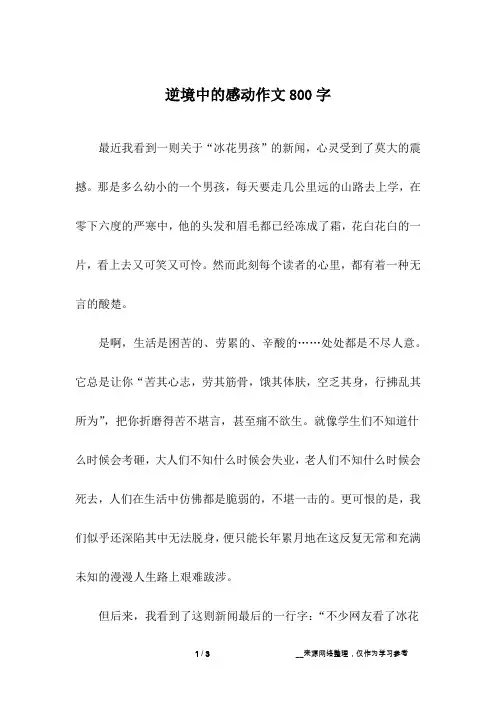 逆境中的感动作文800字
