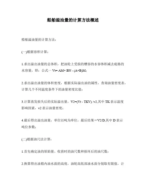 船舶溢油量的计算方法概述