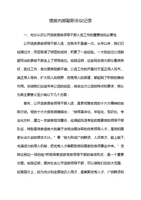 提拔内部副职会议记录