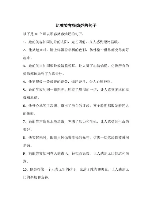 比喻笑容很灿烂的句子