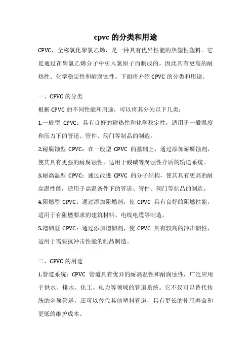 cpvc的分类和用途