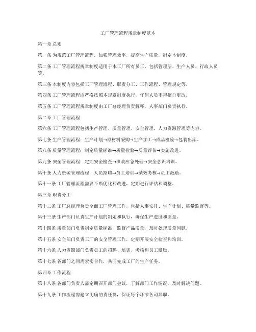工厂管理流程规章制度范本