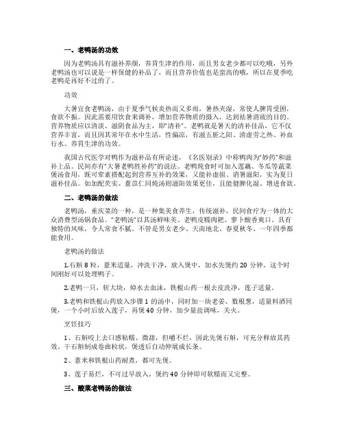 老鸭汤家常做法