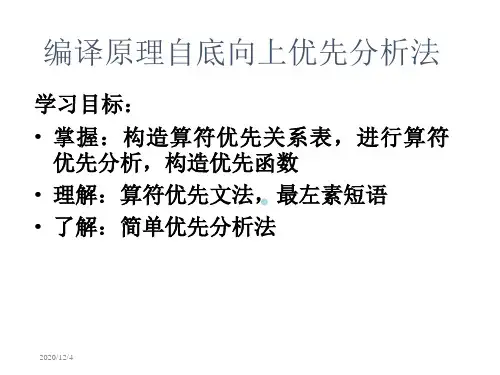 编译原理自底向上优先分析法