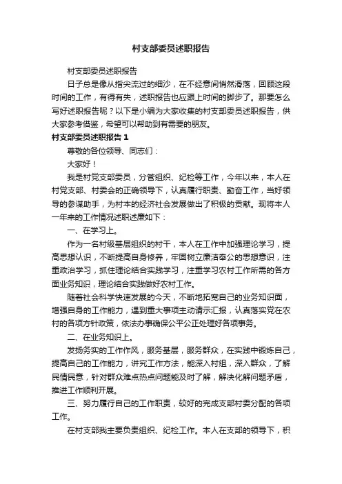 村支部委员述职报告