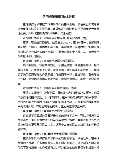 乒乓球直板横打技术讲解