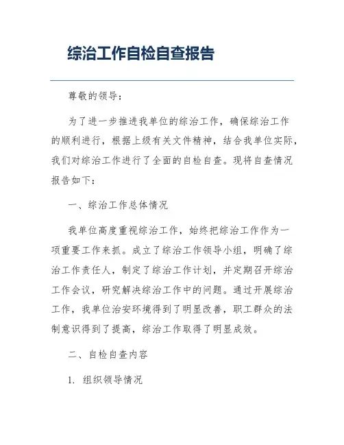 综治工作自检自查报告