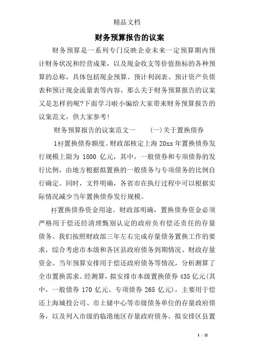 财务预算报告的议案