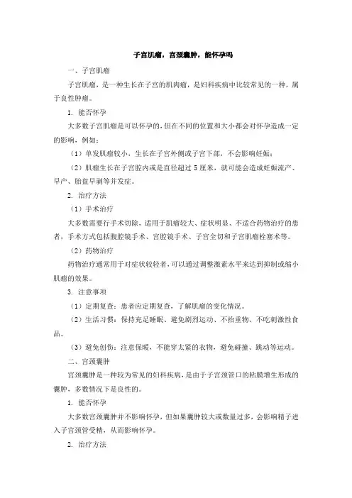 子宫肌瘤,宫颈囊肿,能怀孕吗