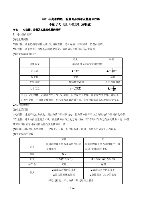 专题(26)动量 动量定理(解析版)