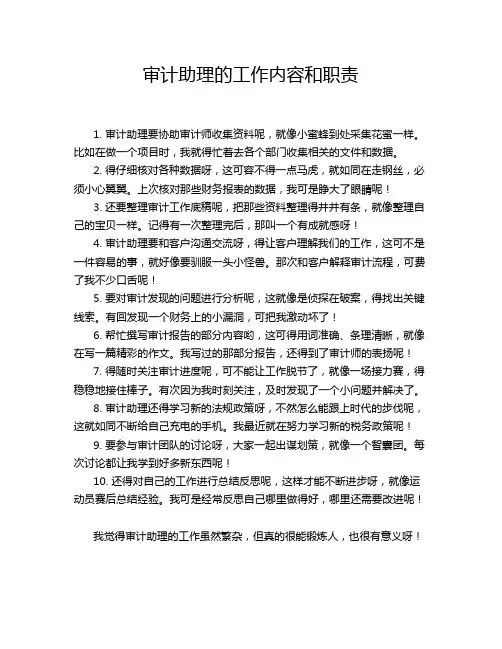 审计助理的工作内容和职责